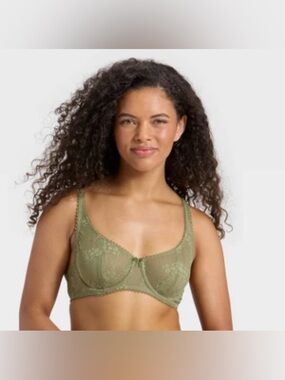 NWT Women's Lace Unlined Balconette Bra - Wild Fable™ Green 34A